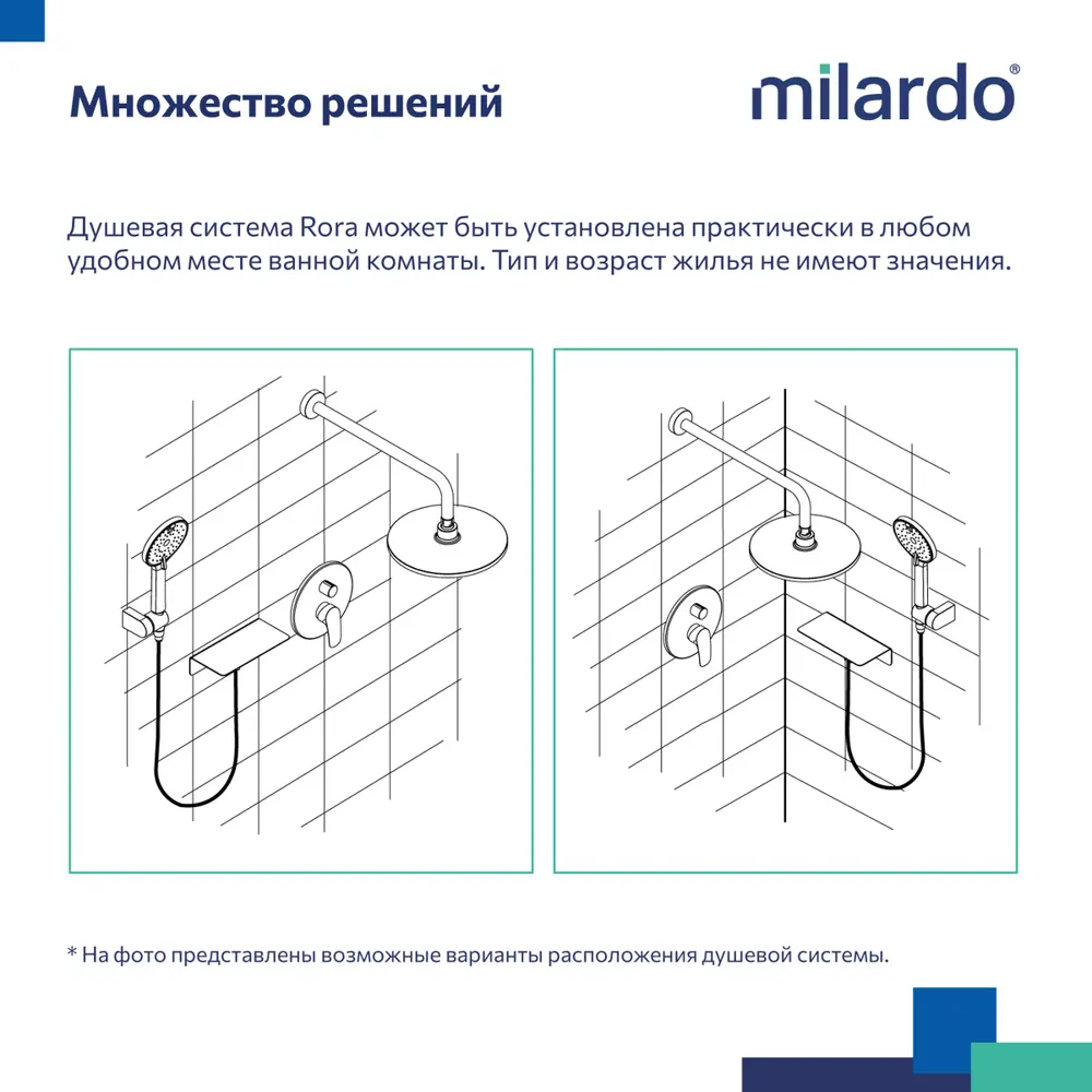 Фото 12 Комплект смесителей Milardo Rora ROR0002M70 2 в 1: Душевая система и смеситель для раковины цвет черный матовый Фото 12 Комплект смесителей Milardo Rora ROR0002M70 2 в 1: Душевая система и смеситель для раковины цвет черный матовый