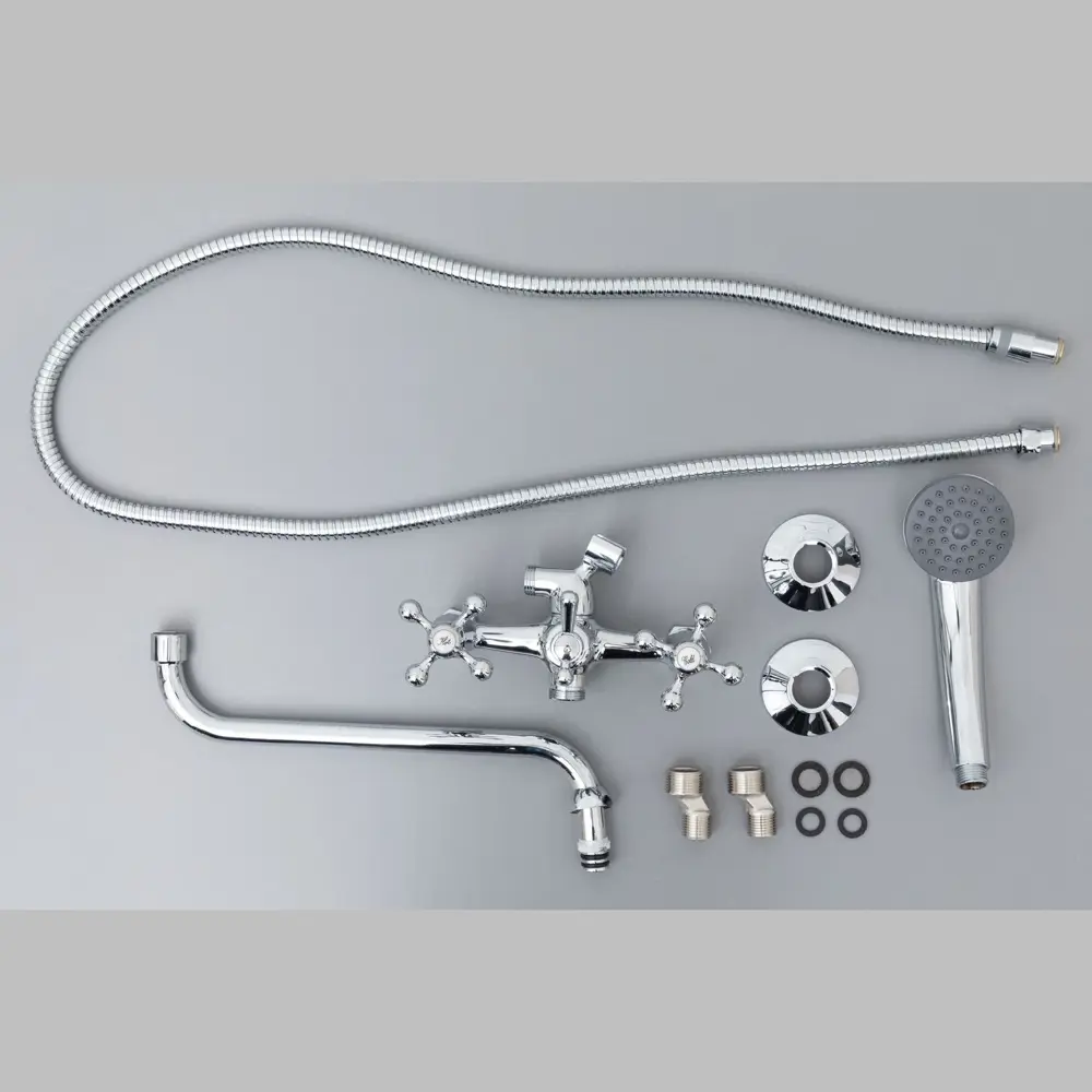 Фото 2 Смеситель для ванны Haiba Hb2208 00288752 двухвентильный с душевой лейкой цвет хром