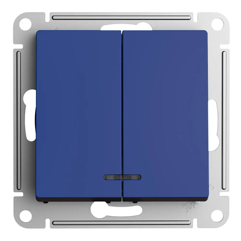 Фото 2 Выключатель встраиваемый Systeme electric AtlasDesign ATN001153 2 клавиши с подсветкой цвет синий