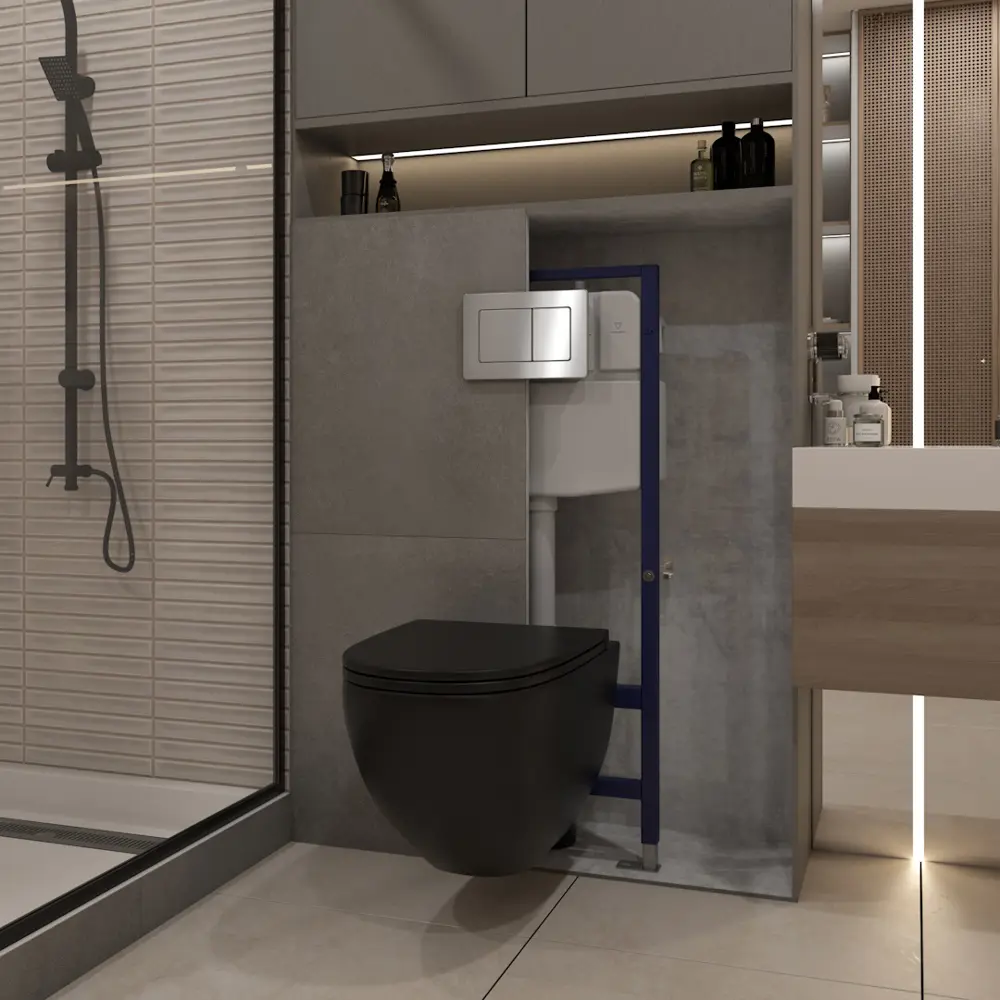 Фото 4 Инсталляция с унитазом комплект 5 в 1 Teymi унитаз подвесной безободковый черный Lina S Black кнопка нержавеющая сталь F13905 Фото 4 Инсталляция с унитазом комплект 5 в 1 Teymi унитаз подвесной безободковый черный Lina S Black кнопка нержавеющая сталь F13905