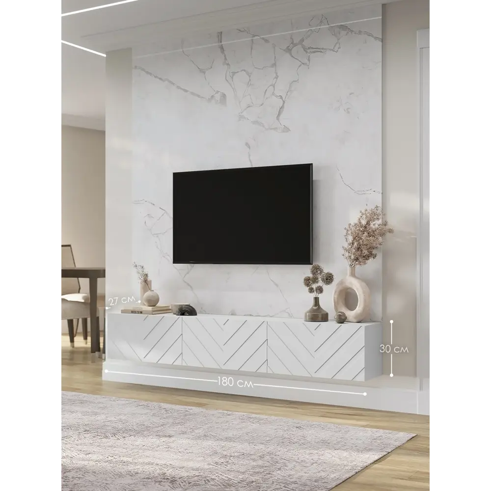Фото Тумба под телевизор Puzzlemebel Алессио 180x30x27 см ЛДСП цвет белый Фото Тумба под телевизор Puzzlemebel Алессио 180x30x27 см ЛДСП цвет белый