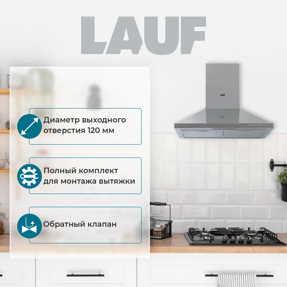 Фото 4 Вытяжка Lauf VEGA 500 INOX 50 см цвет серый / серебристый Фото 4 Вытяжка Lauf VEGA 500 INOX 50 см цвет серый / серебристый