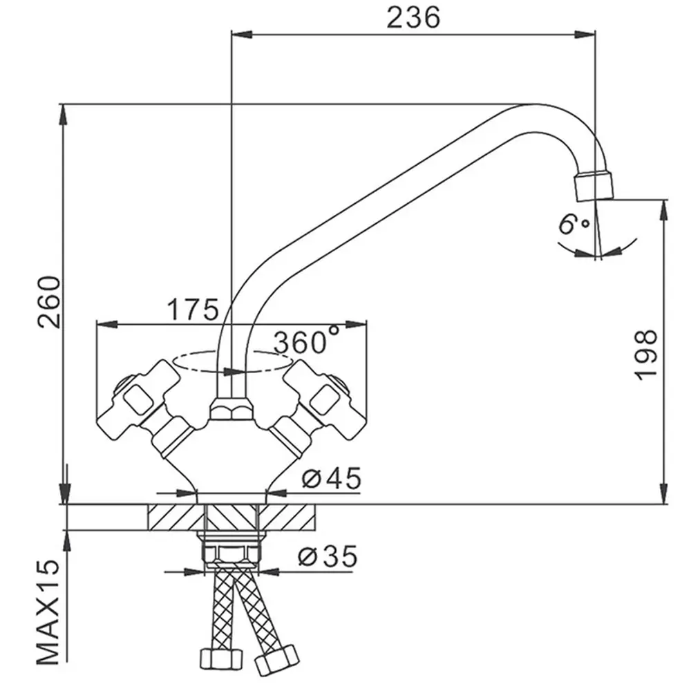Фото 2 Смеситель для кухни Frap 30344 поворотный излив 19.8 см цвет хром Фото 2 Смеситель для кухни Frap 30344 поворотный излив 19.8 см цвет хром
