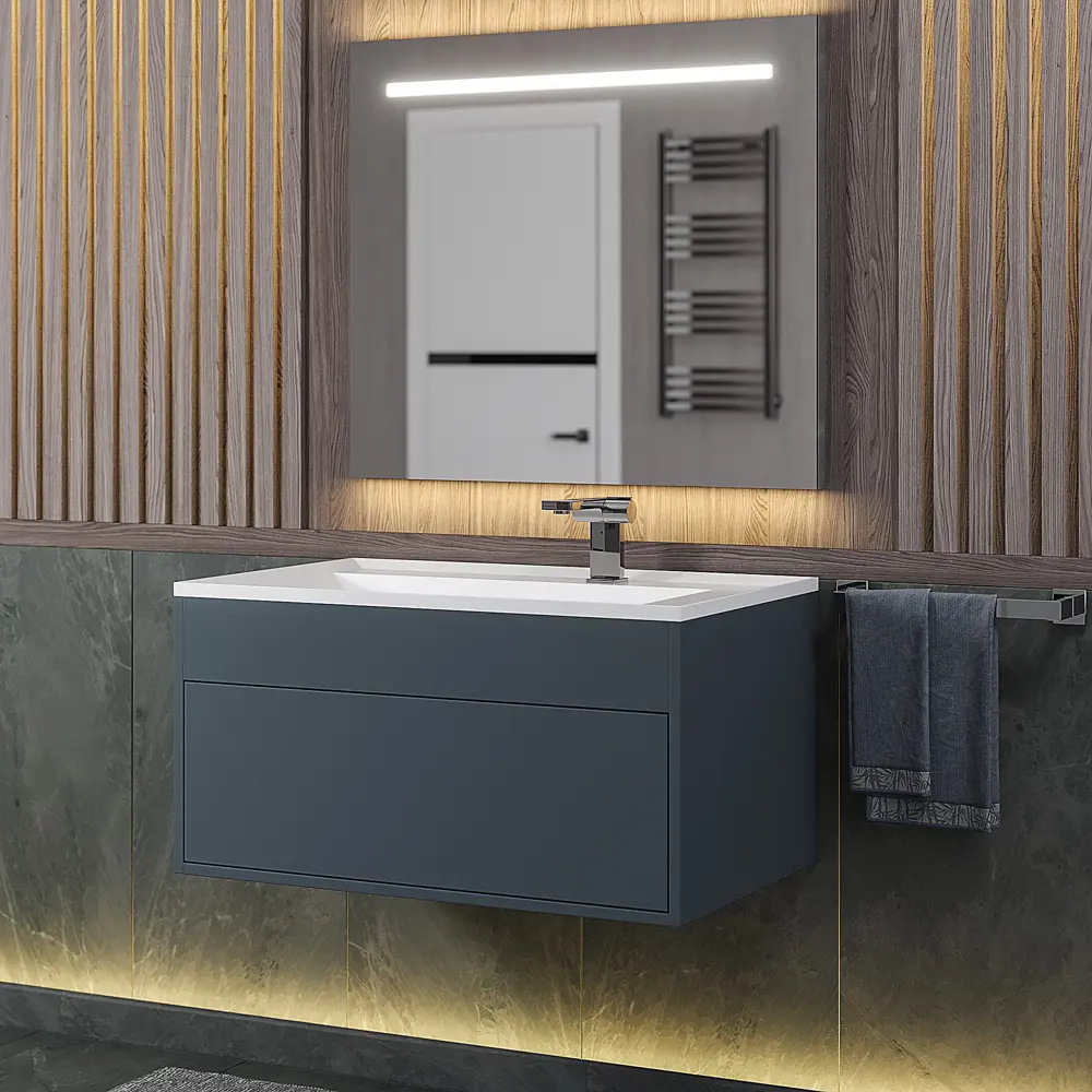 Фото 5 Тумба с раковиной для ванной подвесная Uperwood Lotus Premium 80x50x44 см серая Фото 5 Тумба с раковиной для ванной подвесная Uperwood Lotus Premium 80x50x44 см серая