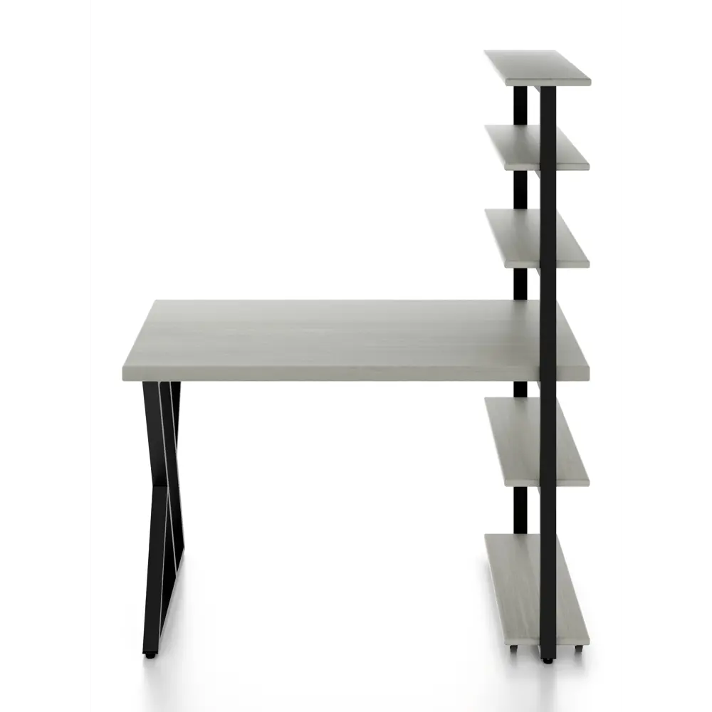 Фото 2 Стол Solarius loft с 5 полками столешница 40 мм 60x145x90 см черные металлические Z-образные ножки сосна цвет платиновый Фото 2 Стол Solarius loft с 5 полками столешница 40 мм 60x145x90 см черные металлические Z-образные ножки сосна цвет платиновый