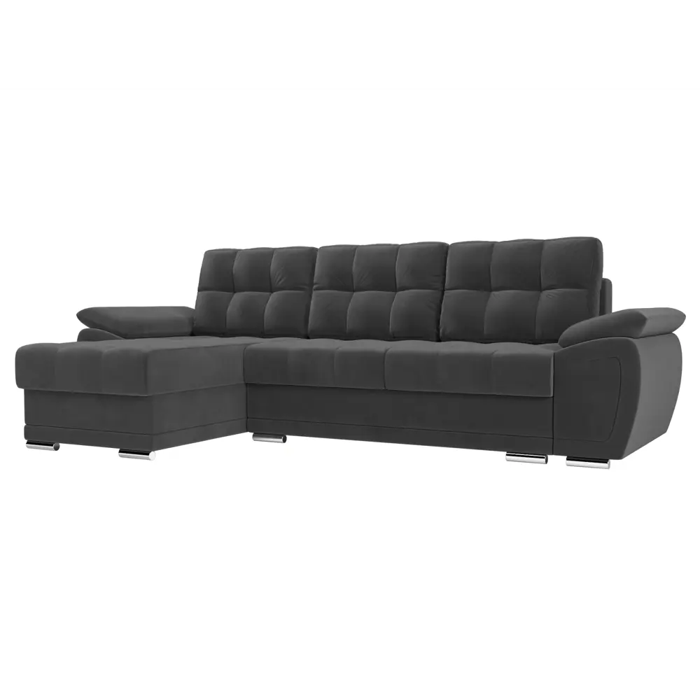 Фото Диван Лига диванов Нэстор 264x74x147 см велюр цвет серый Фото Диван Лига диванов Нэстор 264x74x147 см велюр цвет серый