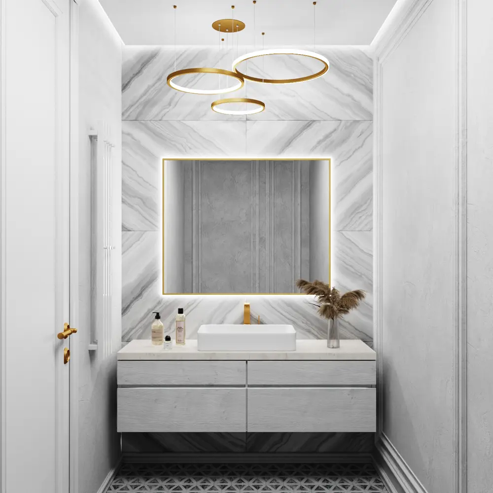 Фото 4 Зеркало для ванной Alumirror 10090свет 10090зол6000к с подсветкой 90x100см Фото 4 Зеркало для ванной Alumirror 10090свет 10090зол6000к с подсветкой 90x100см