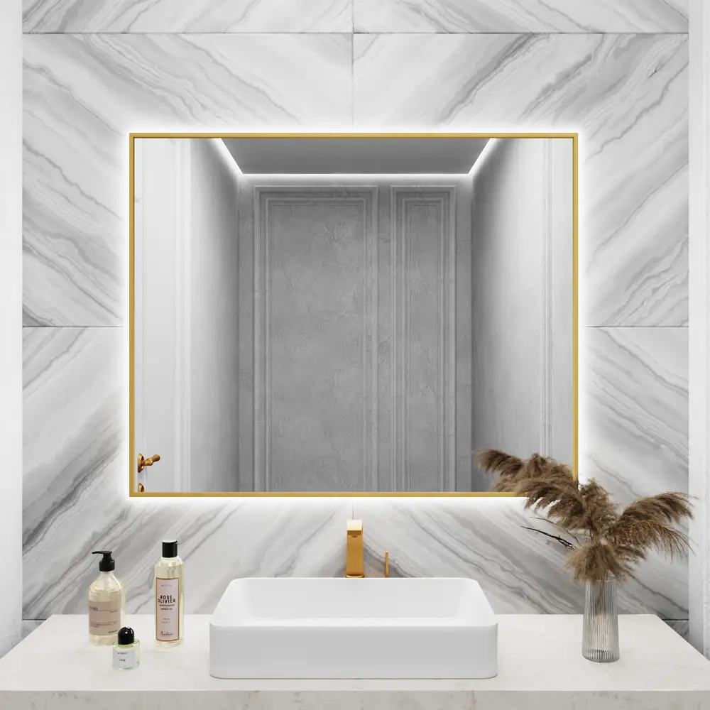 Фото 2 Зеркало для ванной Alumirror 10090свет 10090зол6000к с подсветкой 90x100см Фото 2 Зеркало для ванной Alumirror 10090свет 10090зол6000к с подсветкой 90x100см