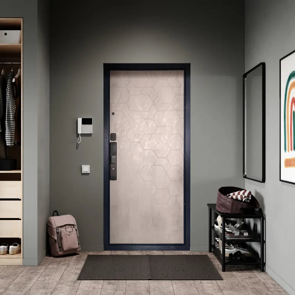 Фото 3 Входная дверь Unicorn Terminal smart левый 205x96см цвет графит букле/бетон серый Фото 3 Входная дверь Unicorn Terminal smart левый 205x96см цвет графит букле/бетон серый