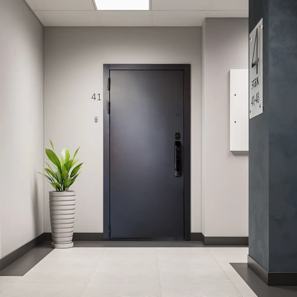 Фото 2 Входная дверь Unicorn Terminal smart левый 205x96см цвет графит букле/бетон серый Фото 2 Входная дверь Unicorn Terminal smart левый 205x96см цвет графит букле/бетон серый