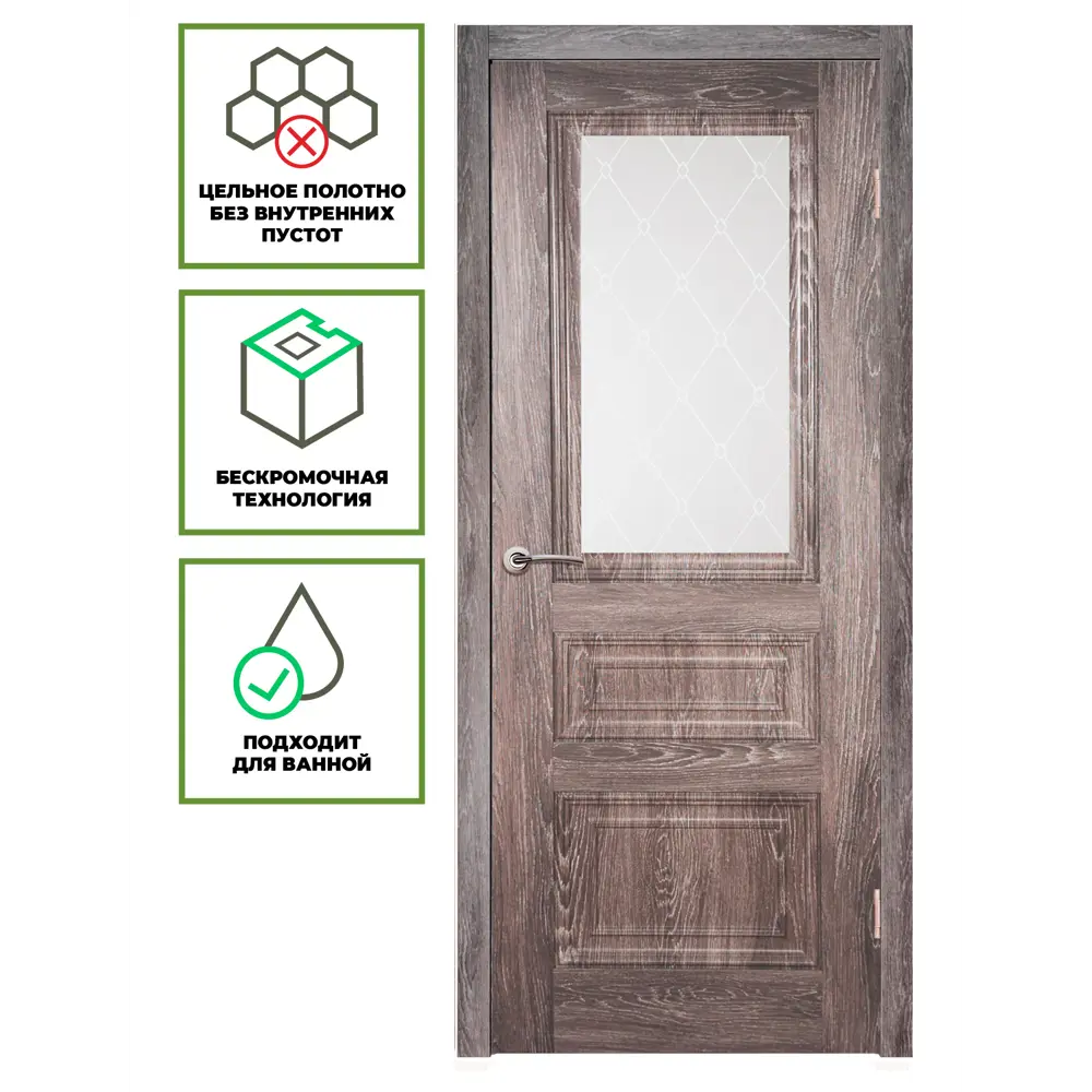 Фото 2 Дверь межкомнатная Лесма стиль Классик 8 остеклённая 200x60см пленка ПВХ цвет графит без замка и петель Фото 2 Дверь межкомнатная Лесма стиль Классик 8 остеклённая 200x60см пленка ПВХ цвет графит без замка и петель