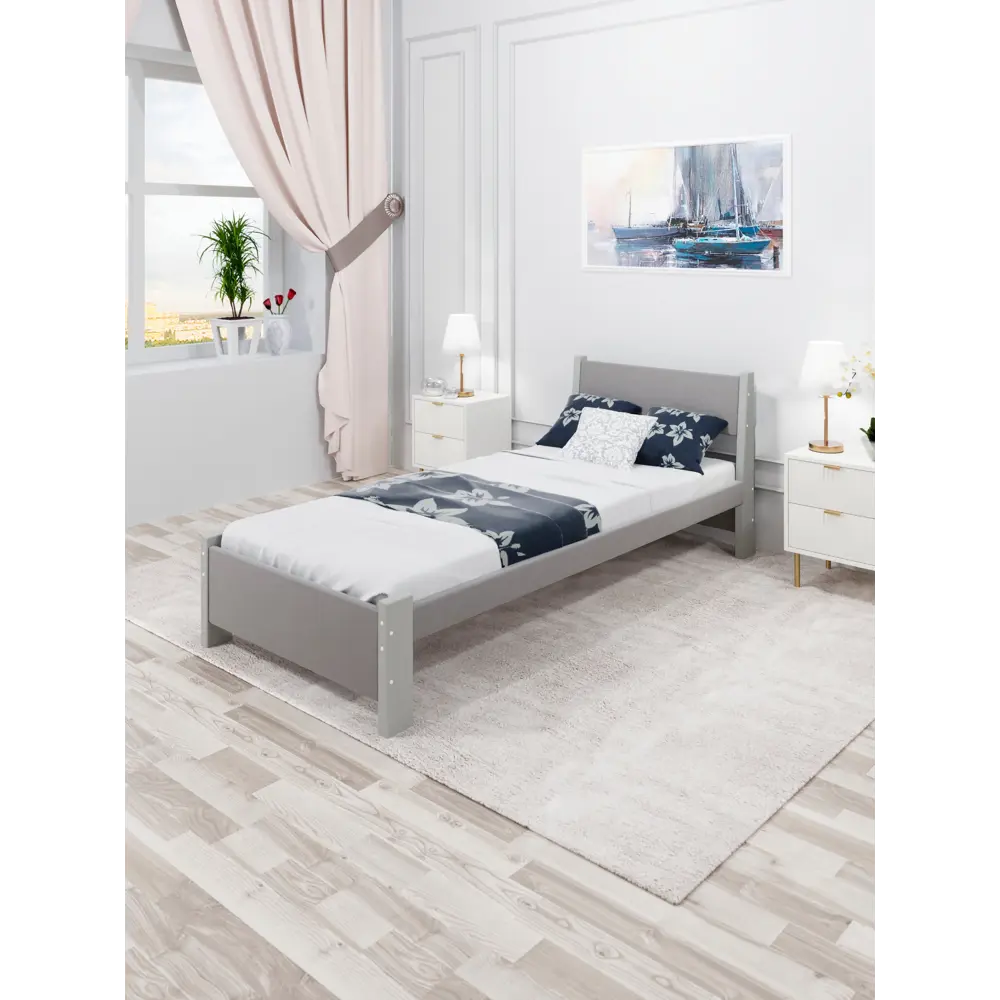 Фото 2 Кровать Solarius Мишка сплошное основание mkr-obiv-rs15-plat90-200-full 100 x 80 x 210 см дерево цвет светло-серый/платиновый Фото 2 Кровать Solarius Мишка сплошное основание mkr-obiv-rs15-plat90-200-full 100 x 80 x 210 см дерево цвет светло-серый/платиновый