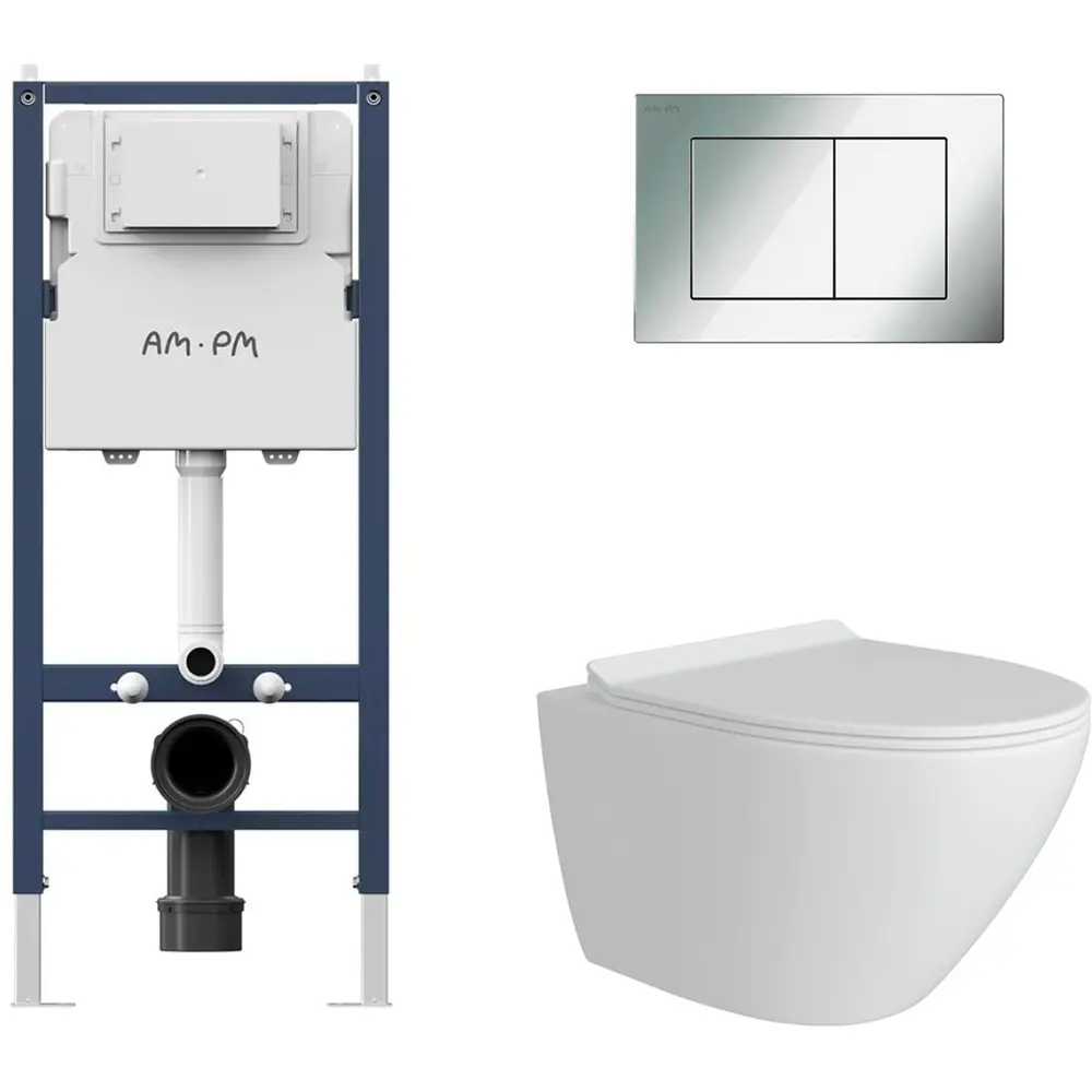Фото 2 Инсталляция AM.PM I012709.0251 PrimeFit с клавишей слива PrimeFit S гл/хром Alentori FLUIRE унитаз микролифт глянцевый белый Фото 2 Инсталляция AM.PM I012709.0251 PrimeFit с клавишей слива PrimeFit S гл/хром Alentori FLUIRE унитаз микролифт глянцевый белый