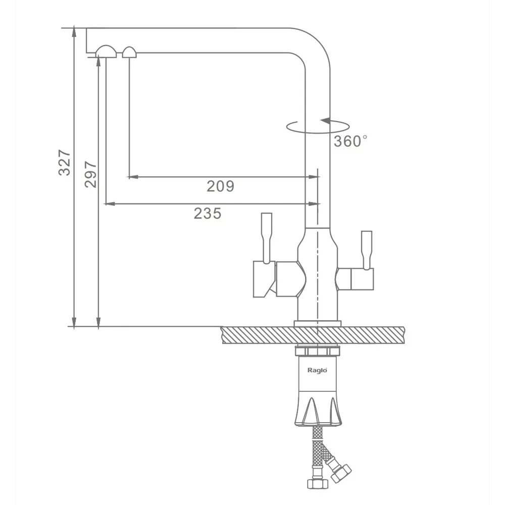 Фото Смеситель для кухни Raglo R81 поворотный излив 29.7 см цвет золотой Фото Смеситель для кухни Raglo R81 поворотный излив 29.7 см цвет золотой