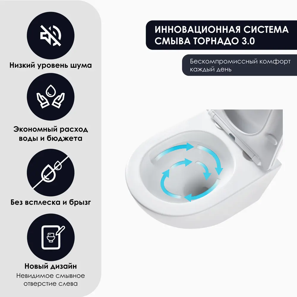Фото 3 Комплект Инсталляция с подвесным унитазом CULTO LOKI сиденье с микролифтом клавиша смыва белая система смыва Торнадо