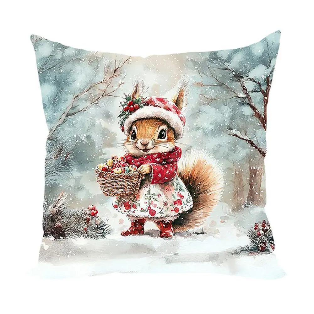 Фото Подушка декоративная Zaberite Белочка Жужа в Новогоднем лесу 4318, 40x40 см Фото Подушка декоративная Zaberite Белочка Жужа в Новогоднем лесу 4318, 40x40 см