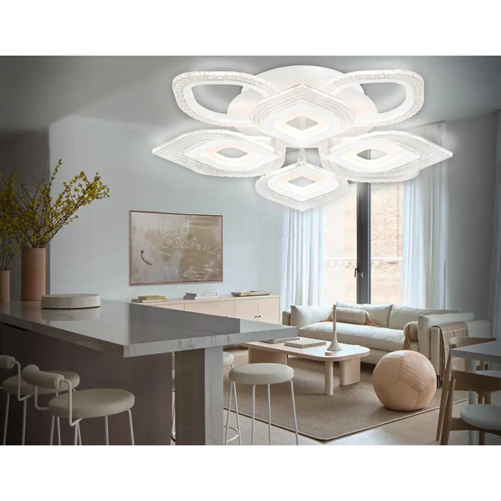 Фото 7 Люстра потолочная светодиодная Ambrella Light AMBR_FA4294 Acrylica с пультом управления 20 м² регулируемый белый свет цвет белый Фото 7 Люстра потолочная светодиодная Ambrella Light AMBR_FA4294 Acrylica с пультом управления 20 м² регулируемый белый свет цвет белый
