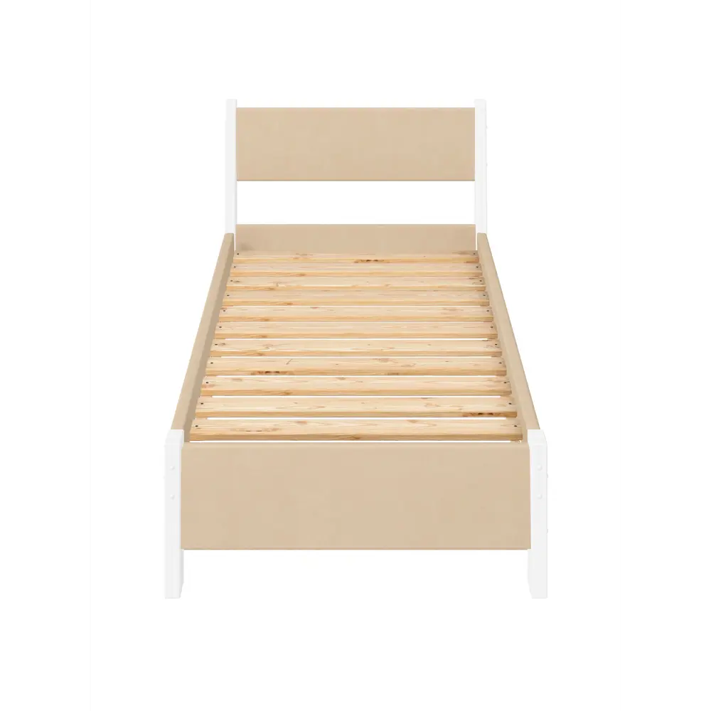 Фото 3 Кровать Solarius Мишка реечное основание mkr-obiv-rs3-bel90-190 100 x 80 x 200 см дерево цвет бежевый/белый