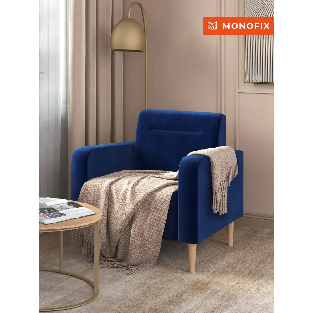 Фото Кресло Monofix Фоксет 82x82.5x72 см велюр цвет синий Фото Кресло Monofix Фоксет 82x82.5x72 см велюр цвет синий