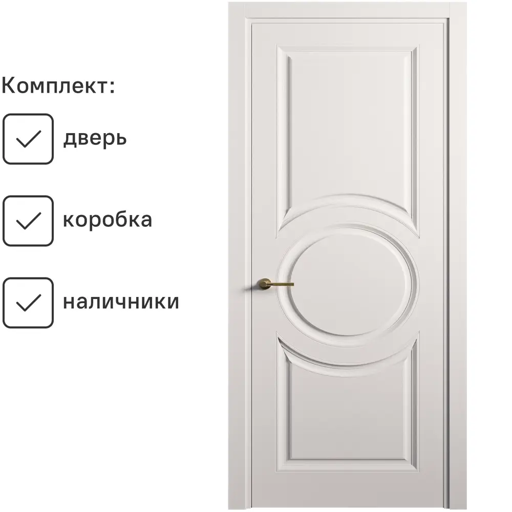 Фото Комплект межкомнатной двери Citydoors Венеция-6 200x80см эмаль глухая цвет белый с коробом и наличниками