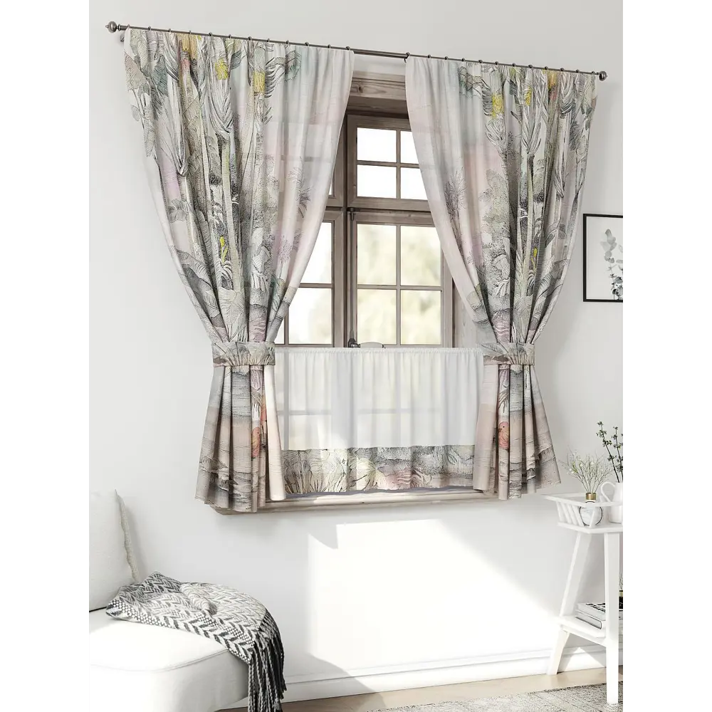 Фото 3 Комплект штор Comfy way CW705191-160 на шторной ленте 160x150 см цвет зеленый, серый, желтый Фото 3 Комплект штор Comfy way CW705191-160 на шторной ленте 160x150 см цвет зеленый, серый, желтый