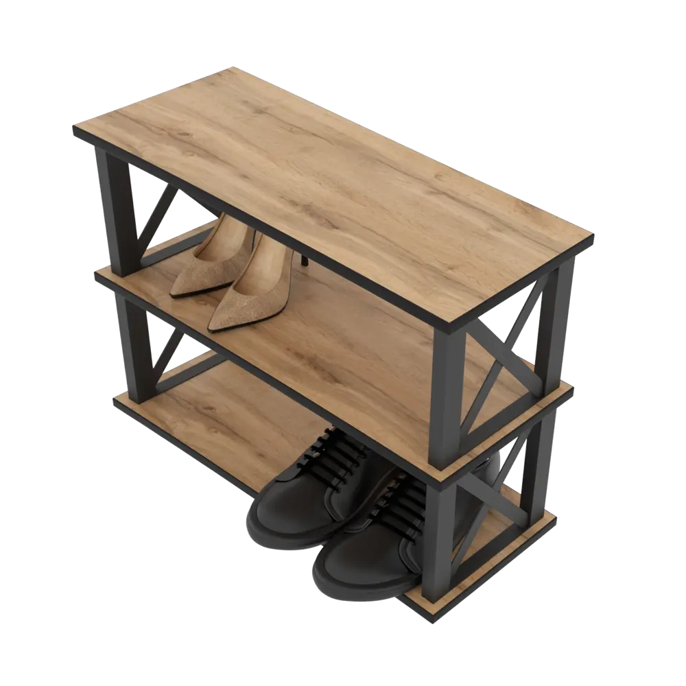 Фото 4 Обувь Make mebel 75x49x30 см 3 полки металл цвет коричневый, черный Фото 4 Обувь Make mebel 75x49x30 см 3 полки металл цвет коричневый, черный