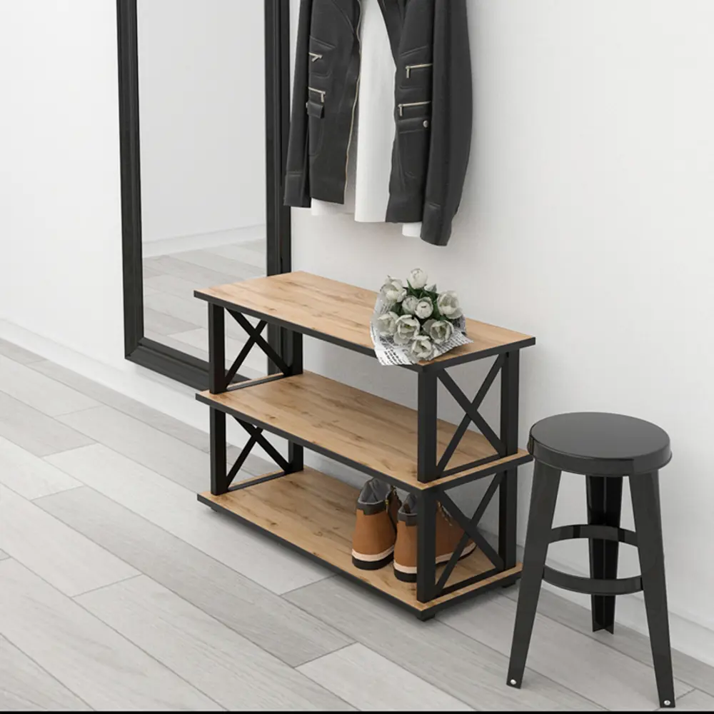 Фото Обувь Make mebel 75x49x30 см 3 полки металл цвет коричневый, черный Фото Обувь Make mebel 75x49x30 см 3 полки металл цвет коричневый, черный