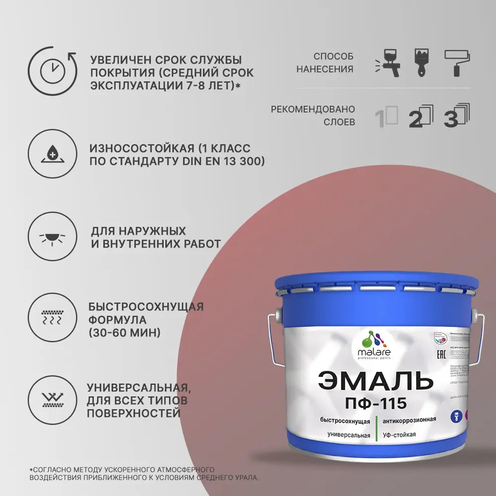 Фото 2 Эмаль универсальная Malare Professional ПФ-115 антикоррозионная цвет RAL 7024 графит матовая 12.5 кг Фото 2 Эмаль универсальная Malare Professional ПФ-115 антикоррозионная цвет RAL 7024 графит матовая 12.5 кг