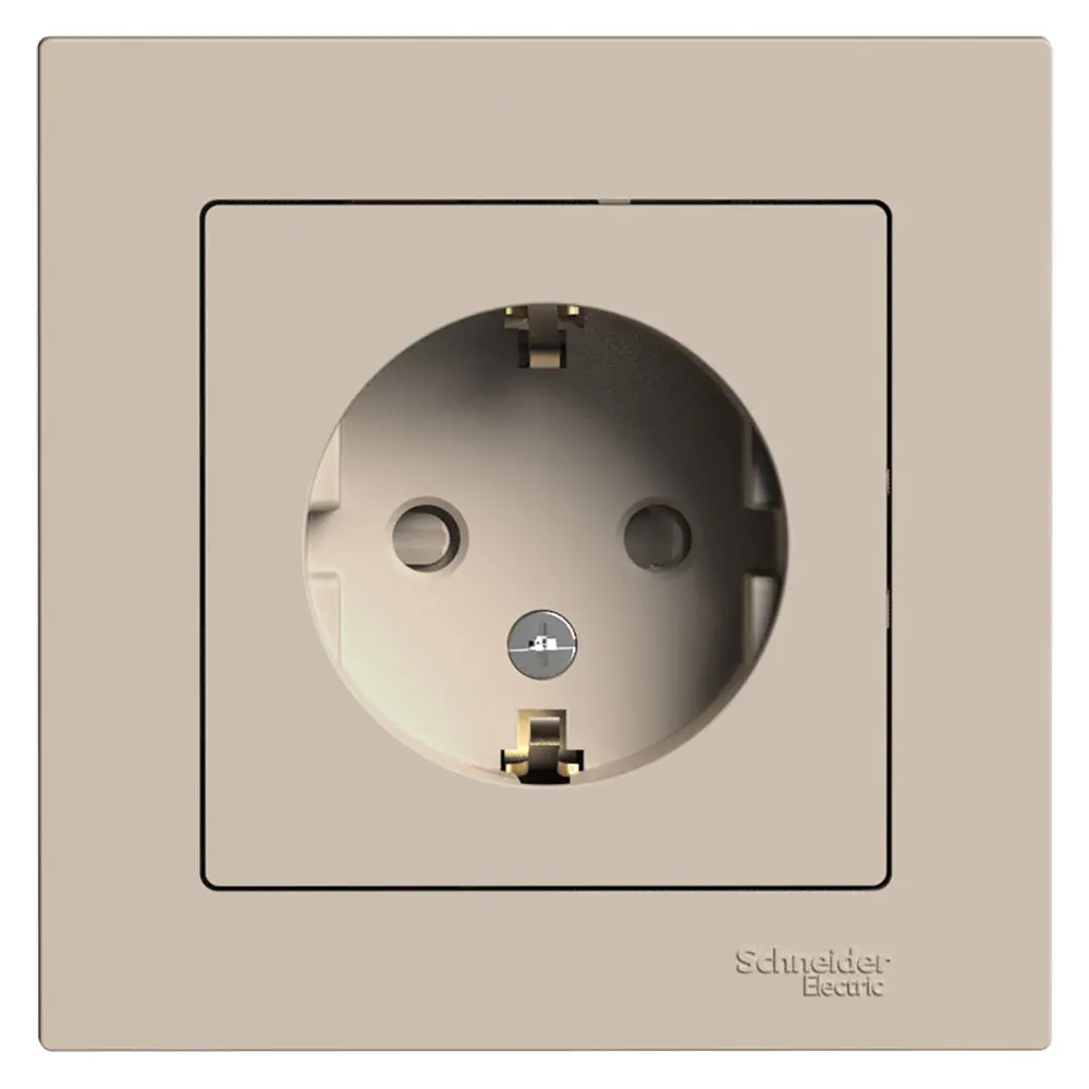 Фото Розетка встраиваемая Systeme electric AtlasDesign ATN001244 с заземлением и шторками цвет песочный Фото Розетка встраиваемая Systeme electric AtlasDesign ATN001244 с заземлением и шторками цвет песочный