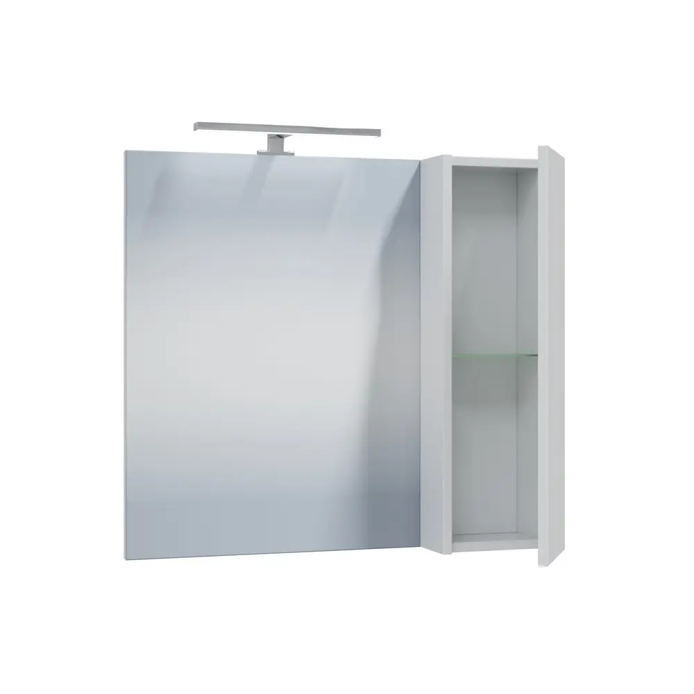 Фото 3 Зеркальный шкаф Антарес 70 со светом цвет белый глянец Фото 3 Зеркальный шкаф Антарес 70 со светом цвет белый глянец