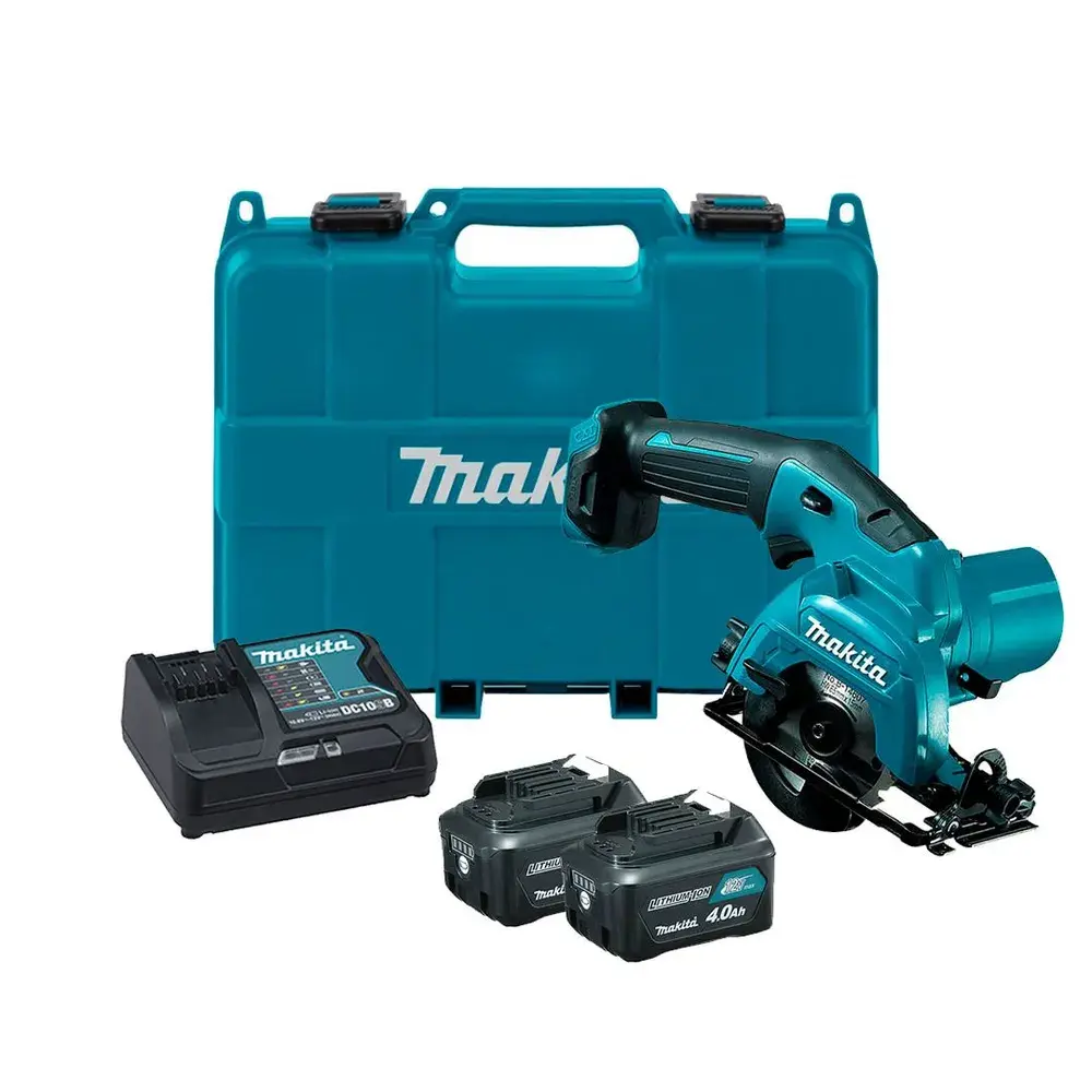 Фото Пила циркулярная аккумуляторная Makita HS301DSME, 10.8 В Li-Ion 2x4 Ач, 85 мм Фото Пила циркулярная аккумуляторная Makita HS301DSME, 10.8 В Li-Ion 2x4 Ач, 85 мм