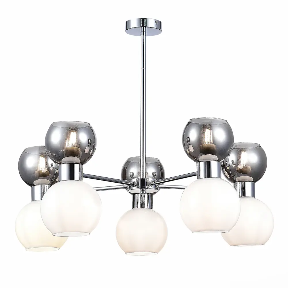 Фото 4 Люстра на штанге Evoluce SLE1138-102-10 Thonet 10 ламп 30 м² цвет хром