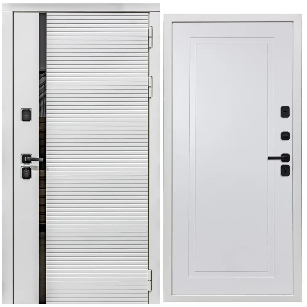 Фото Входная дверь STR 205x96см правый Н10 белый софт Фото Входная дверь STR 205x96см правый Н10 белый софт