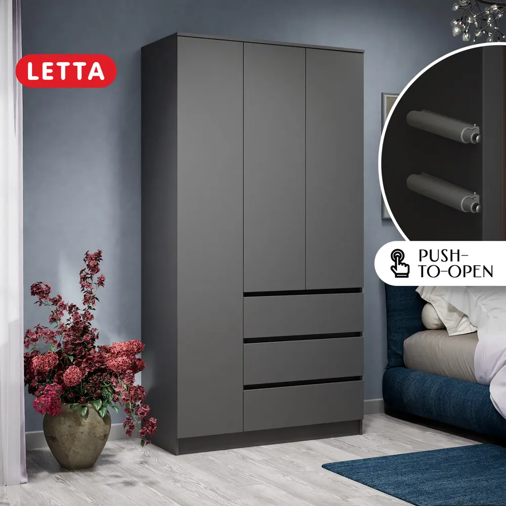 Фото Шкаф распашной Letta 105x199x47 см ЛДСП цвет графит Фото Шкаф распашной Letta 105x199x47 см ЛДСП цвет графит