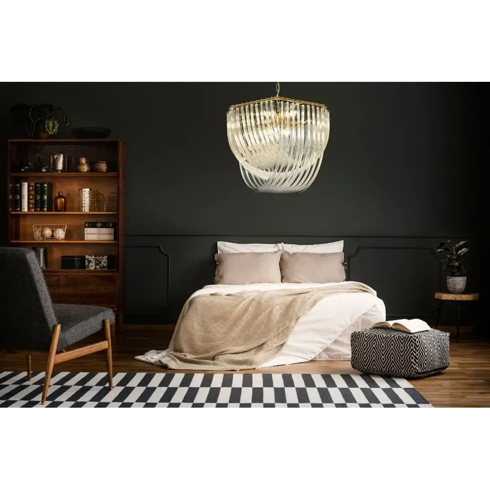 Фото 5 Люстра подвесная Lumina deco Weddini Ldp 6001-600 gd+cl 6 лампа 12 м² цвет бронза