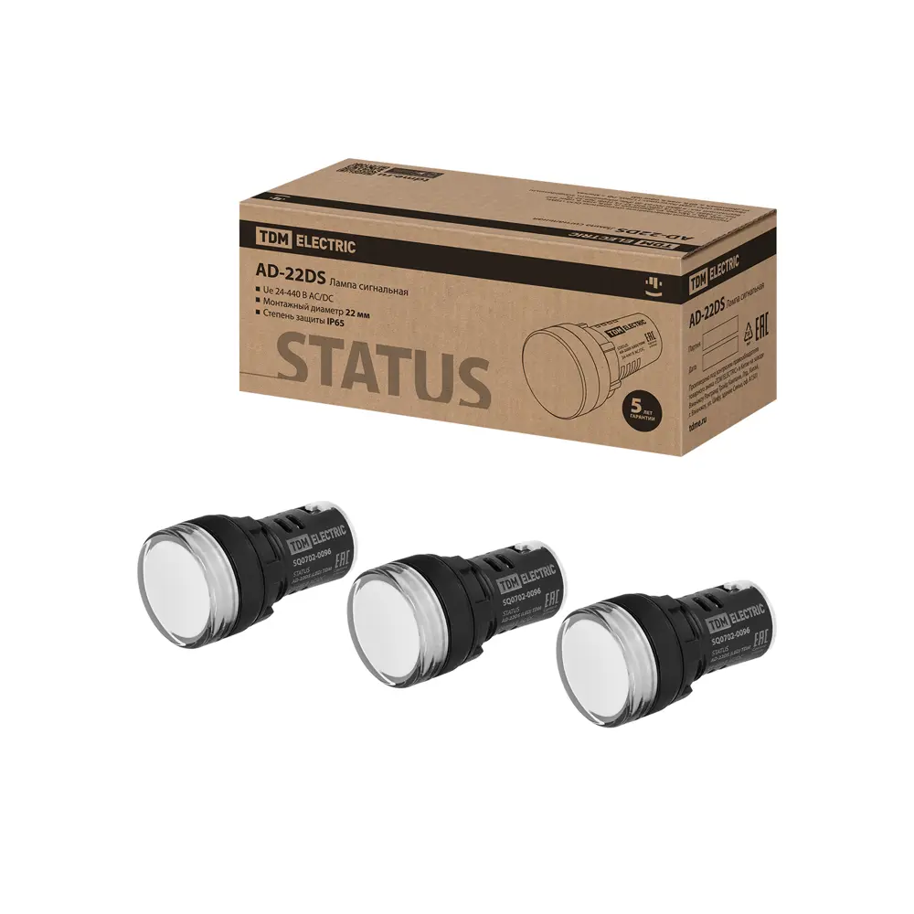 Фото Лампа сигнальная Tdm electric Status AD-22DS D22 мм 24-440 В AC/DC цвет белый 10 шт. Фото Лампа сигнальная Tdm electric Status AD-22DS D22 мм 24-440 В AC/DC цвет белый 10 шт.