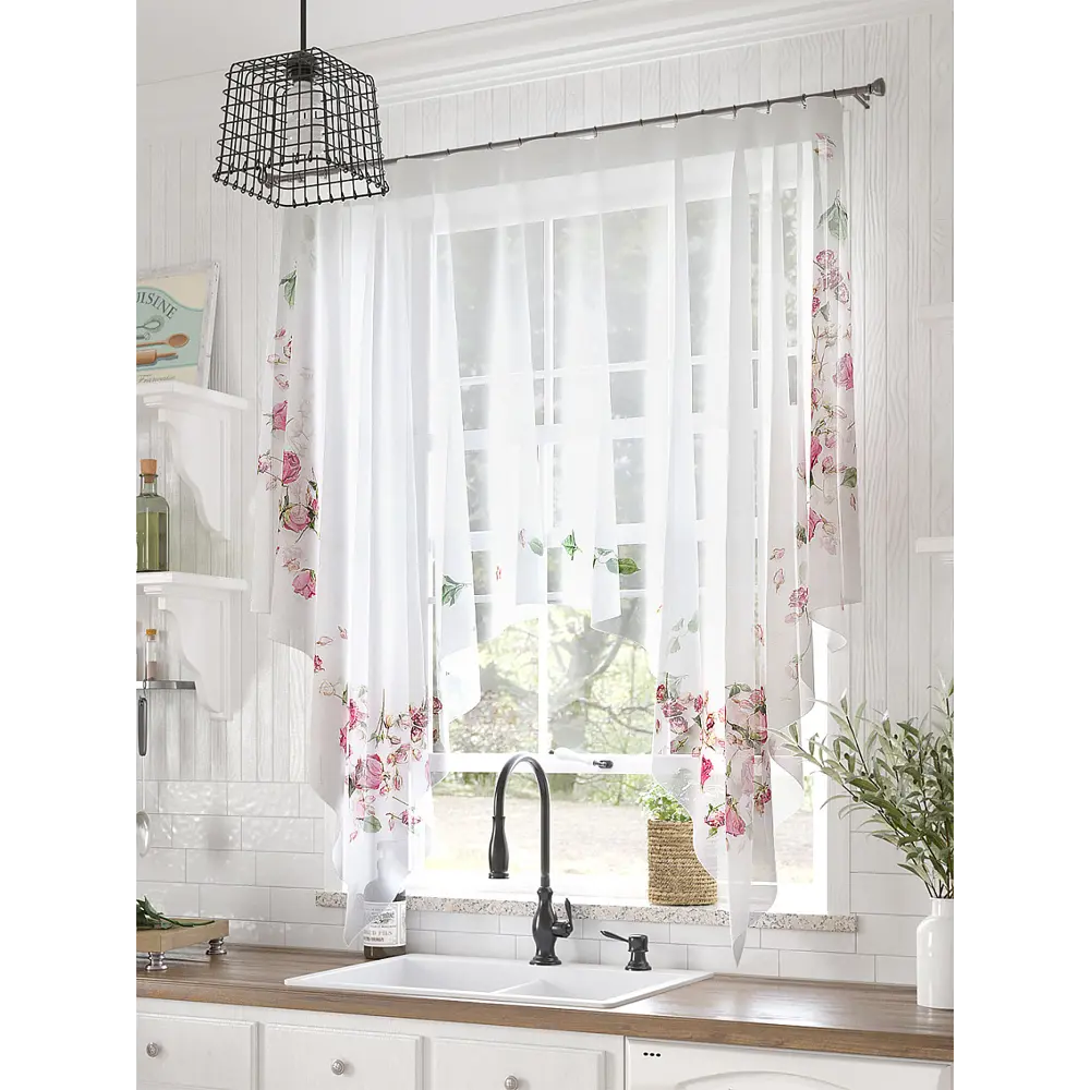 Фото Тюль Helga Базовая коллекция HH534048 на шторной ленте 145x200 см цвет белый, бежевый, красный, зеленый