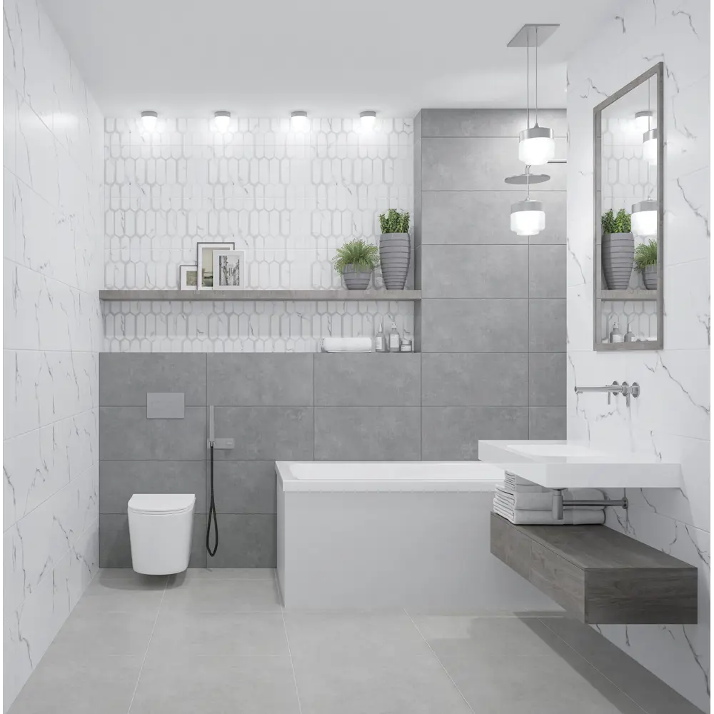 Фото Настенная плитка Azori Calacatta opaco 00-00108674 31.5x63см цвет белый, цена за упаковку Фото Настенная плитка Azori Calacatta opaco 00-00108674 31.5x63см цвет белый, цена за упаковку