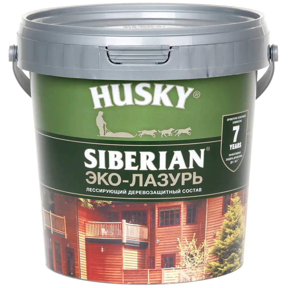 Фото 2 Эко-лазурь Husky Siberian полуматовая цвет светлый дуб 0.9 л Фото 2 Эко-лазурь Husky Siberian полуматовая цвет светлый дуб 0.9 л