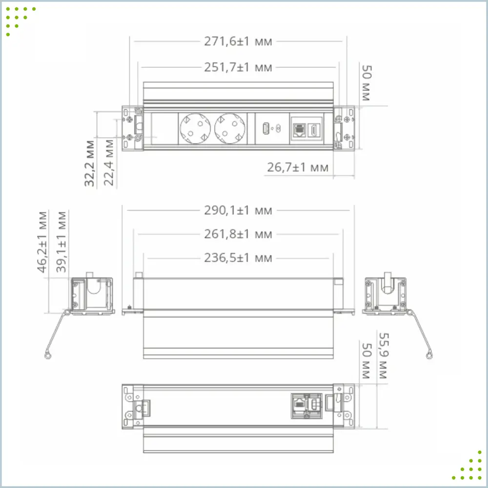 Фото 4 Розетка двойная встраиваемая Mebax 41P с заземлением 3 USB RJ-45 HDMI цвет серебристо белый Фото 4 Розетка двойная встраиваемая Mebax 41P с заземлением 3 USB RJ-45 HDMI цвет серебристо белый