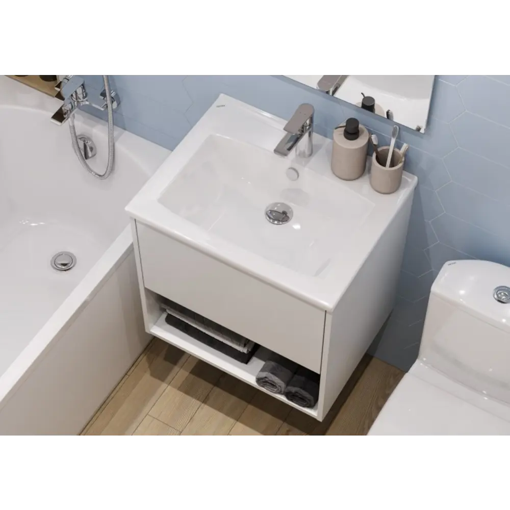Фото 7 Тумба с раковиной для ванной AQUATON 1A2883V1A4010 Форм 60 белый глянец, раковина Элина 60 Фото 7 Тумба с раковиной для ванной AQUATON 1A2883V1A4010 Форм 60 белый глянец, раковина Элина 60