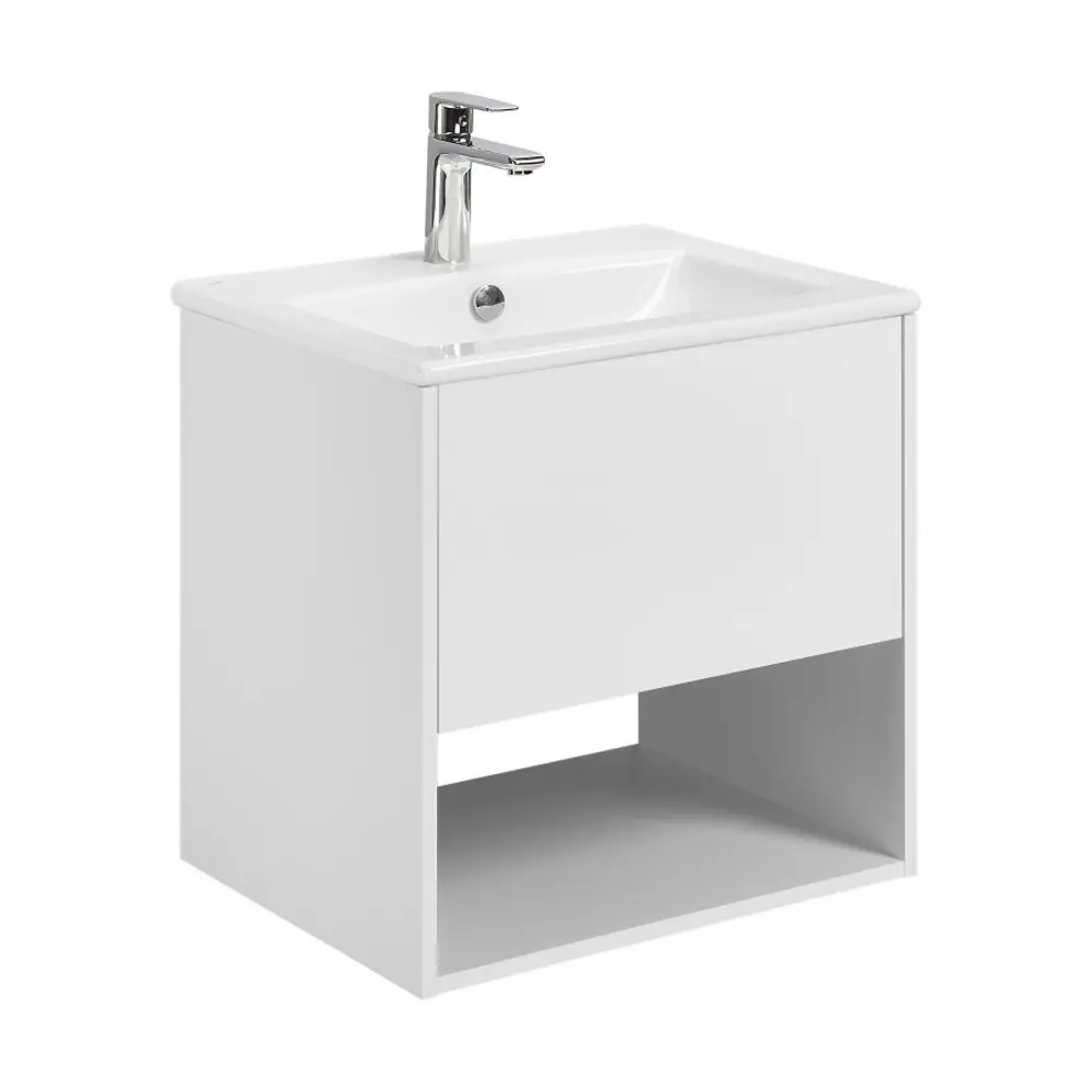 Фото Тумба с раковиной для ванной AQUATON 1A2883V1A4010 Форм 60 белый глянец, раковина Элина 60 Фото Тумба с раковиной для ванной AQUATON 1A2883V1A4010 Форм 60 белый глянец, раковина Элина 60