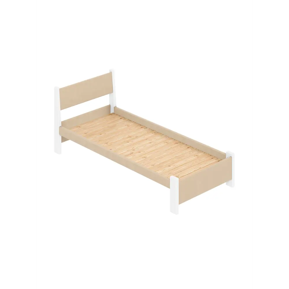 Фото 3 Кровать Solarius Мишка сплошное основание mkr-obiv-rs3-bel90-190-full 100 x 80 x 200 см дерево цвет бежевый/белый