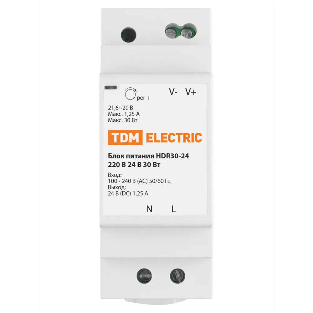 Фото Блок питания TDM Electric HDR30-24 220 В 24 В 30 Вт на DIN-рейку Фото Блок питания TDM Electric HDR30-24 220 В 24 В 30 Вт на DIN-рейку