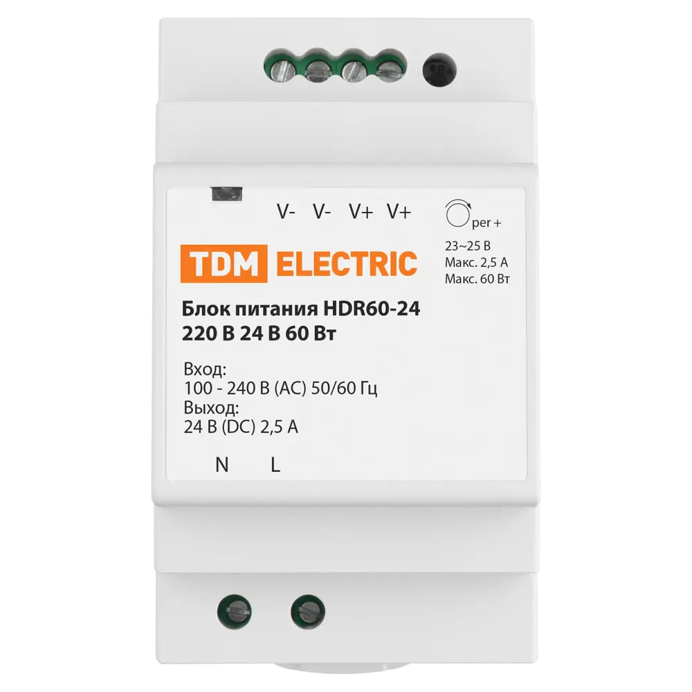 Фото Блок питания TDM Electric HDR60-24 220 В 24 В 60 Вт на DIN-рейку Фото Блок питания TDM Electric HDR60-24 220 В 24 В 60 Вт на DIN-рейку