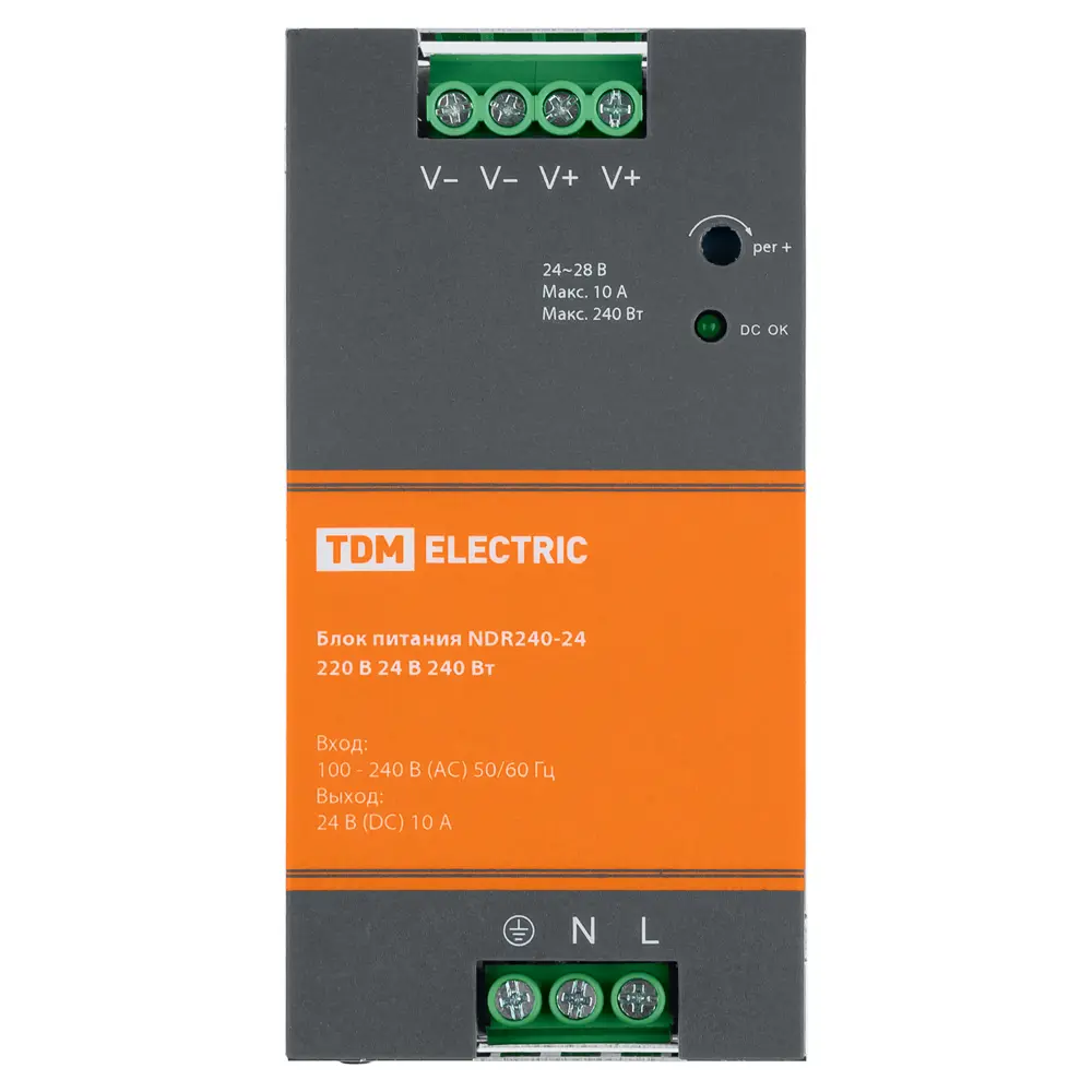 Фото 7 Блок питания TDM Electric NDR240-24 220 В 24 В 240 Вт на DIN-рейку Фото 7 Блок питания TDM Electric NDR240-24 220 В 24 В 240 Вт на DIN-рейку