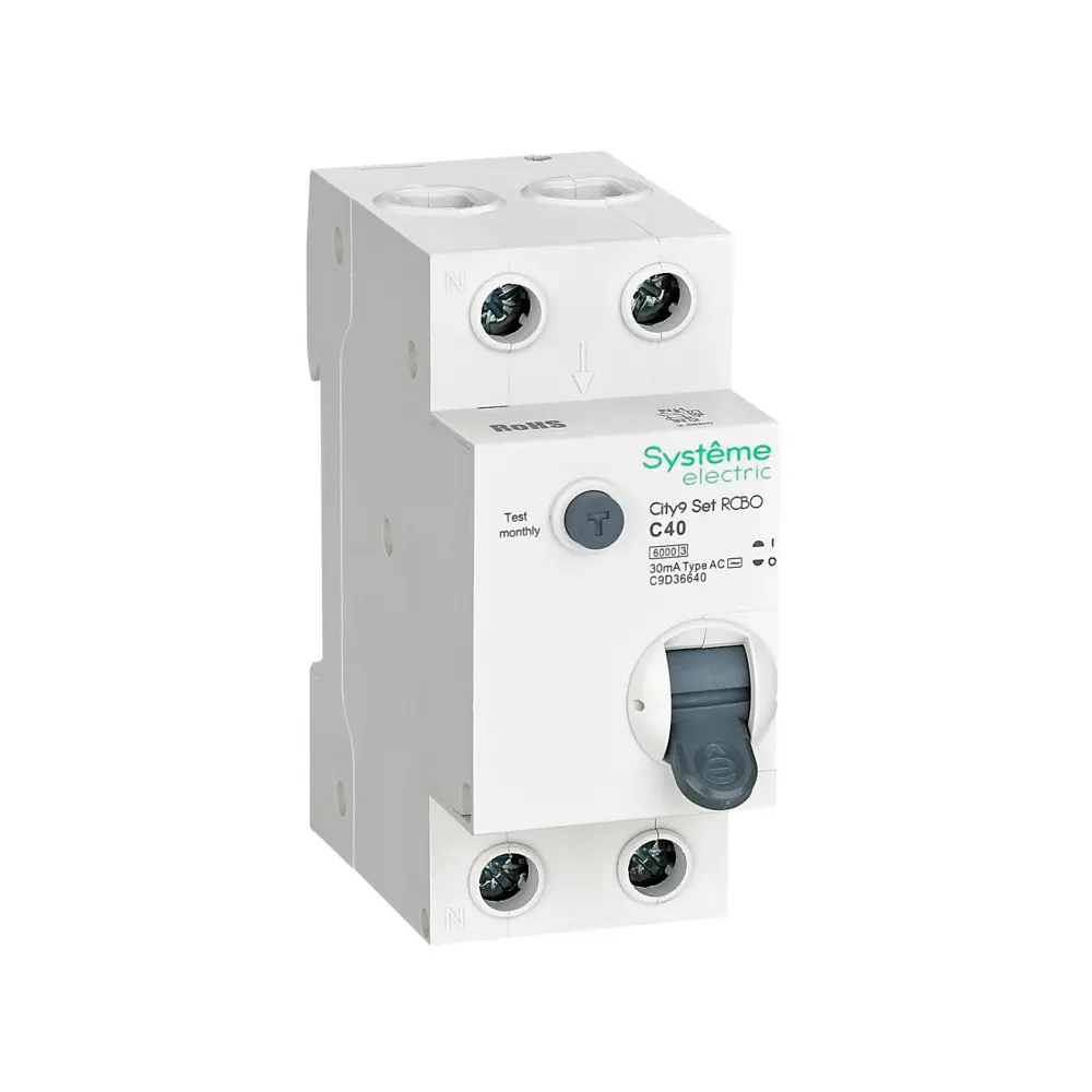 Фото Дифференциальный автомат Systeme Electric City9 Set C9D36640 1P N С40 А 30мА 6кА AC Фото Дифференциальный автомат Systeme Electric City9 Set C9D36640 1P N С40 А 30мА 6кА AC