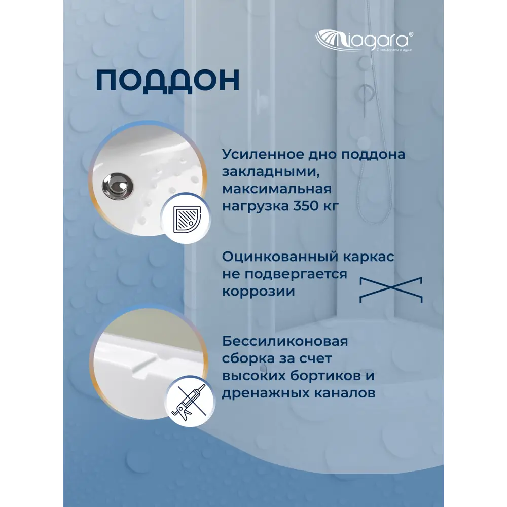 Фото 3 Душевая кабина Niagara BR-MP-9090-26-WMT-BK средний поддон 90x90см