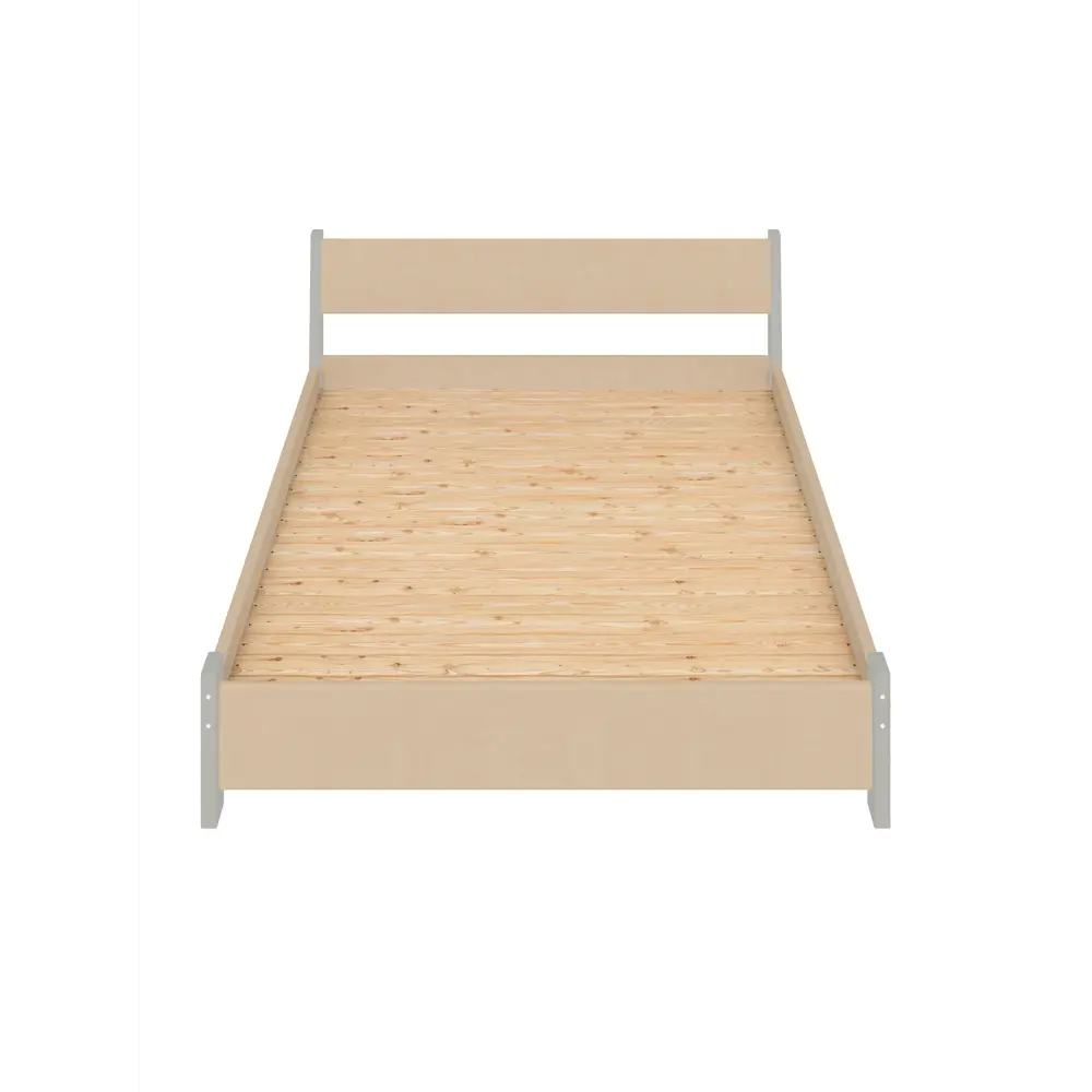 Фото 3 Кровать Solarius Мишка сплошное основание 130x80x210см дерево цвет бежевый/платиновый