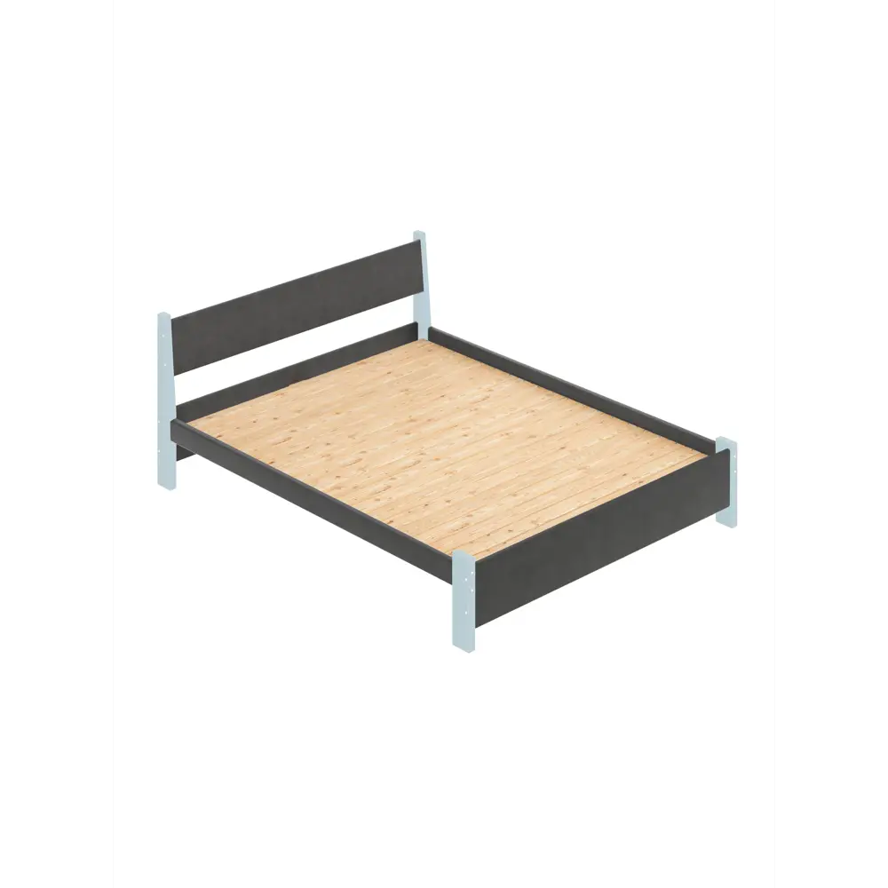 Фото 2 Кровать Solarius Мишка сплошное основание 130x80x210см дерево цвет темно-серый/голубой Фото 2 Кровать Solarius Мишка сплошное основание 130x80x210см дерево цвет темно-серый/голубой